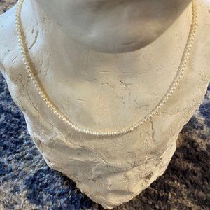 White Pearl Bead Necklace - Faux Pearls - Adjustable to 3 lengths